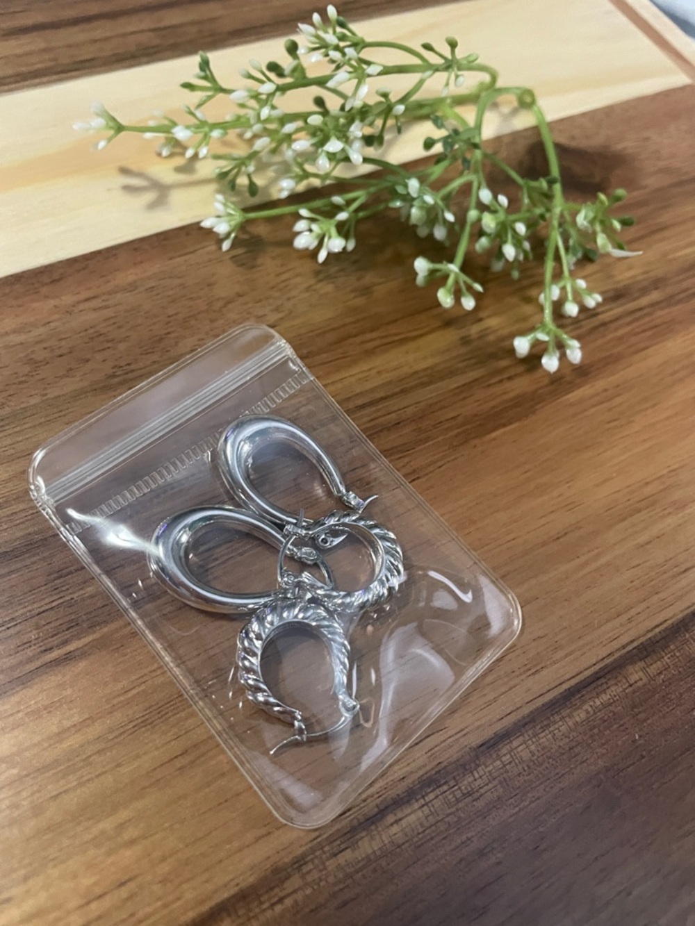 Silver Hoop Earrings Set - Twisted & Smooth Styles